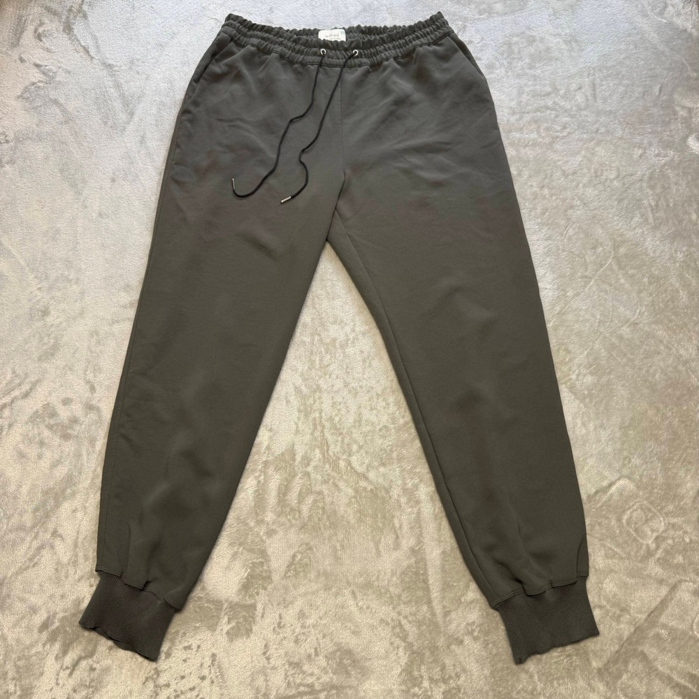 Wilfred Aritzia Japanese Fabric Joggers Dark Olive Grey Drawstring Pants Medium